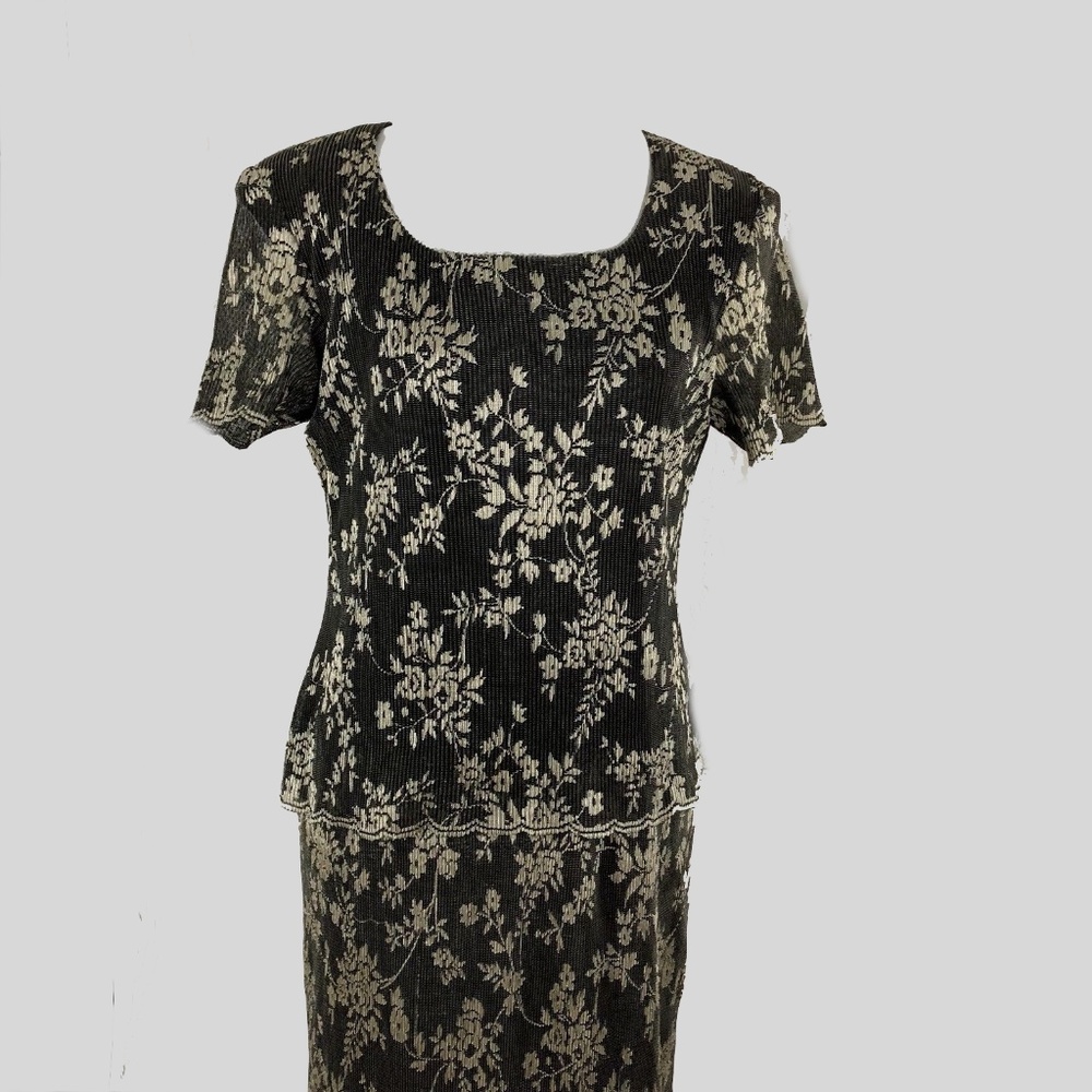 Helene Blake Long Dress Black Gold 10/12